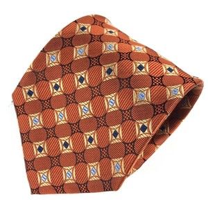 Jos A Bank Executive Collection Tie 100% Silk Bronze Brown Blue Necktie 59"